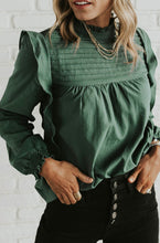 Load image into Gallery viewer, Green Ruffle Puff Sleeve Blouse
