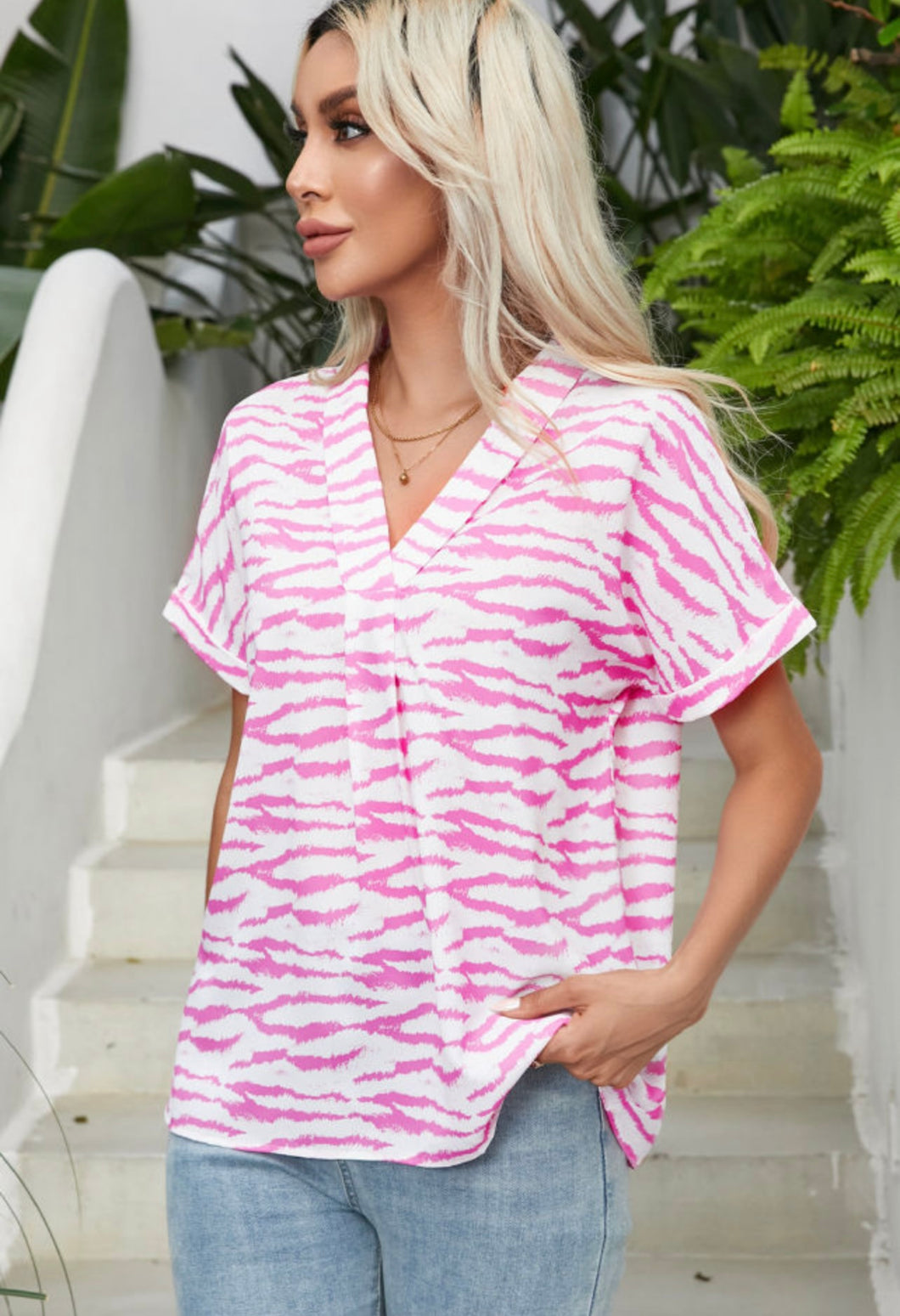 Pink Zebra Print Top