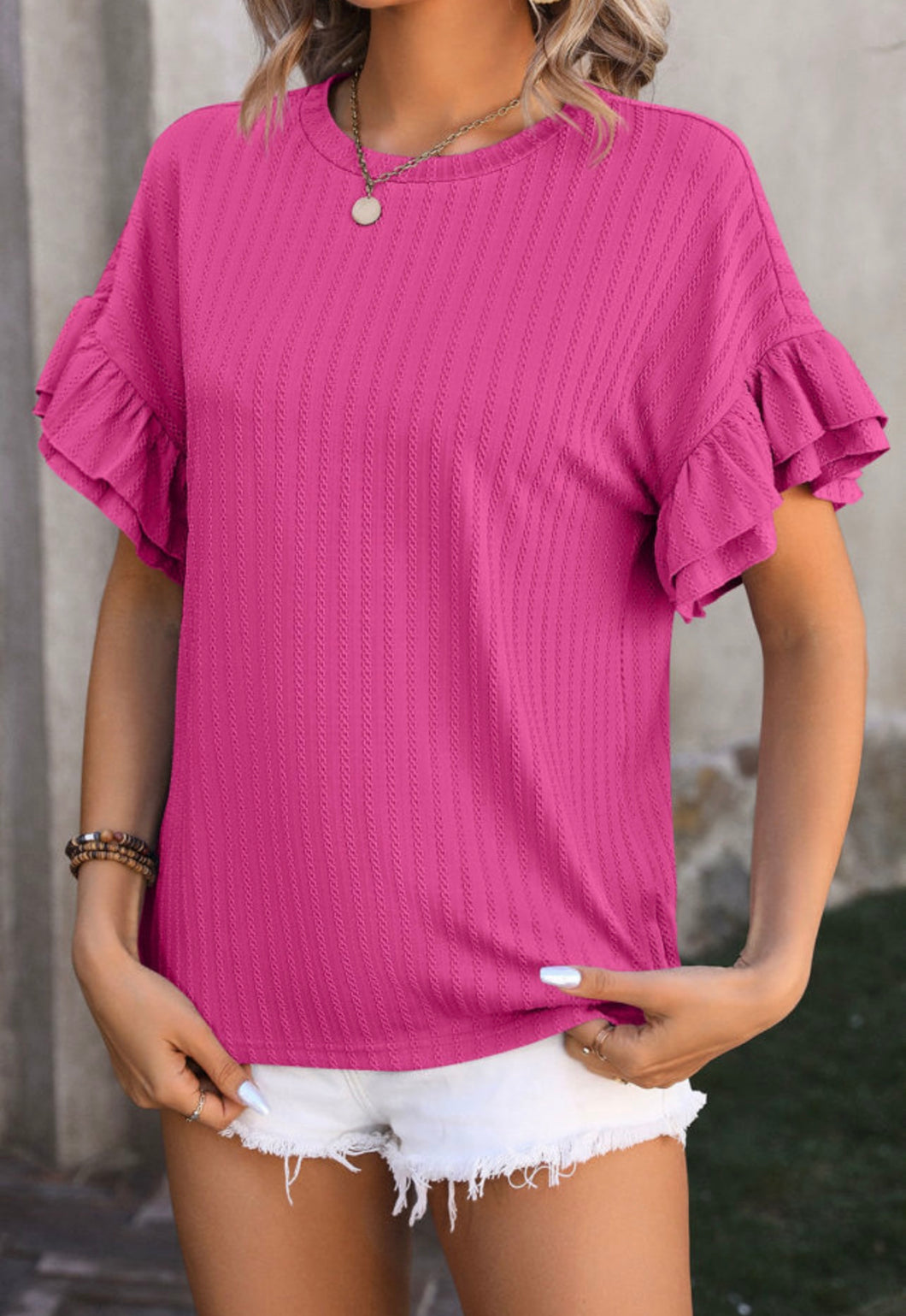 Pink Textured  Top