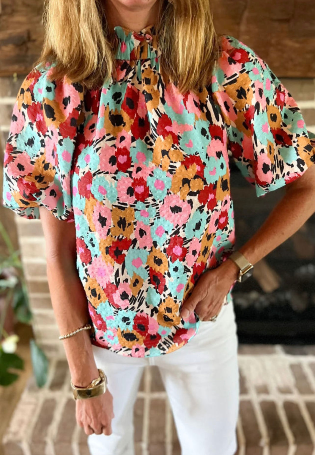 Floral Button Back Top