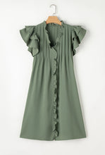 Load image into Gallery viewer, Mist Green Ruffle Sleeve V-Neck Dress
