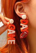 Load image into Gallery viewer, Orange Gameday Rice Bead Dangle Stud Earrings
