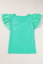 Load image into Gallery viewer, Mint Green Flutter Sleeve Square Neck Top
