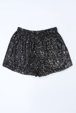 Load image into Gallery viewer, Black Sequin Straight Leg High Waisted Shorts
