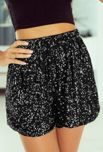 Load image into Gallery viewer, Black Sequin Straight Leg High Waisted Shorts
