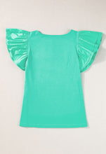 Load image into Gallery viewer, Mint Green Flutter Sleeve Square Neck Top
