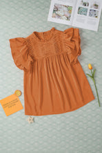 Load image into Gallery viewer, Orange Smocked Ruffle Sleeve Blouse
