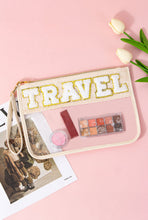 Load image into Gallery viewer, Beige Travel Embroidered Clear Storage Bag
