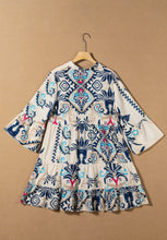 Load image into Gallery viewer, Printed Tribal Sleeve Buttoned Mini Dress
