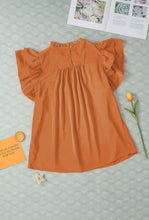 Load image into Gallery viewer, Orange Smocked Ruffle Sleeve Blouse
