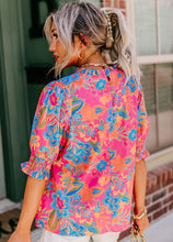 Load image into Gallery viewer, Rose Floral Puff Sleeve
