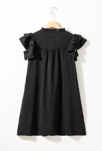 Load image into Gallery viewer, Black Ruffle Sleeve V Neck Frilled Dress
