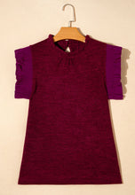 Load image into Gallery viewer, Burgundy Ruffled Sleeve Frilled Neck Blouse
