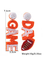 Load image into Gallery viewer, Orange Gameday Rice Bead Dangle Stud Earrings
