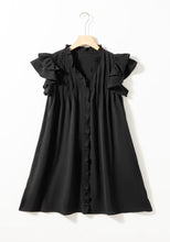 Load image into Gallery viewer, Black Ruffle Sleeve V Neck Frilled Dress
