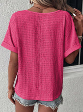 Load image into Gallery viewer, Bright Pink Textured V-Neck Short Sleeve
