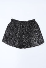 Load image into Gallery viewer, Black Sequin Straight Leg High Waisted Shorts
