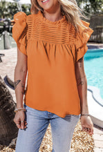 Load image into Gallery viewer, Orange Smocked Ruffle Sleeve Blouse
