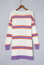 Load image into Gallery viewer, Beige Striped Long Sleeve Button Cardigan
