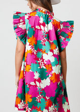 Load image into Gallery viewer, Multicolor Floral Tie Split Neck Dress
