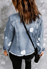 Load image into Gallery viewer, Raw Hem  Denim Jacket
