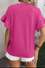 Load image into Gallery viewer, Pink Ruffle Sleeve Texture Top
