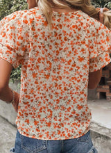 Load image into Gallery viewer, Orange Ruffle Flutter Sleeve Top
