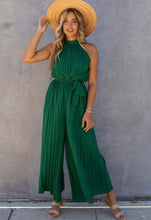 Load image into Gallery viewer, Green Halter Pleated Jumpsuit
