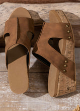 Load image into Gallery viewer, Tan Rivet Slip On Wedges
