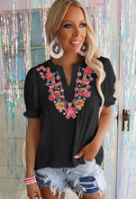 Load image into Gallery viewer, Black Embroidered Flower Top
