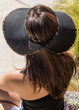 Load image into Gallery viewer, Black Leopard Patchwork Straw Hat
