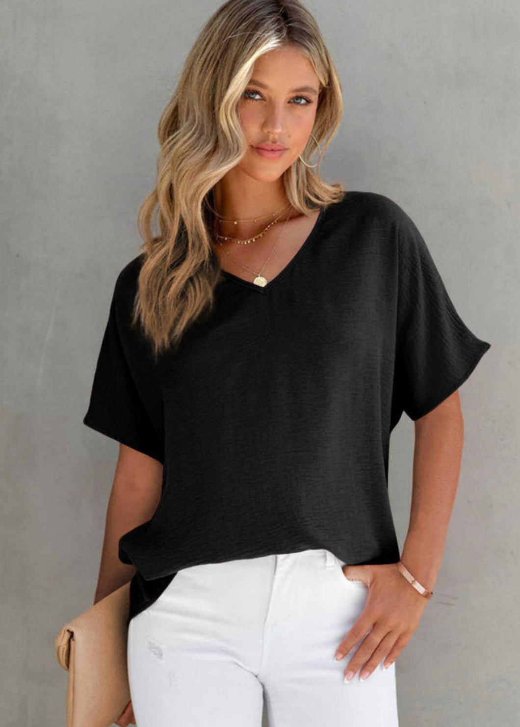 Black Short Sleeve Blouse