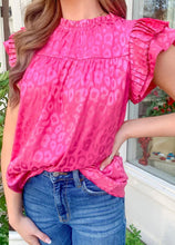 Load image into Gallery viewer, Pink Leopard Ruffle Top
