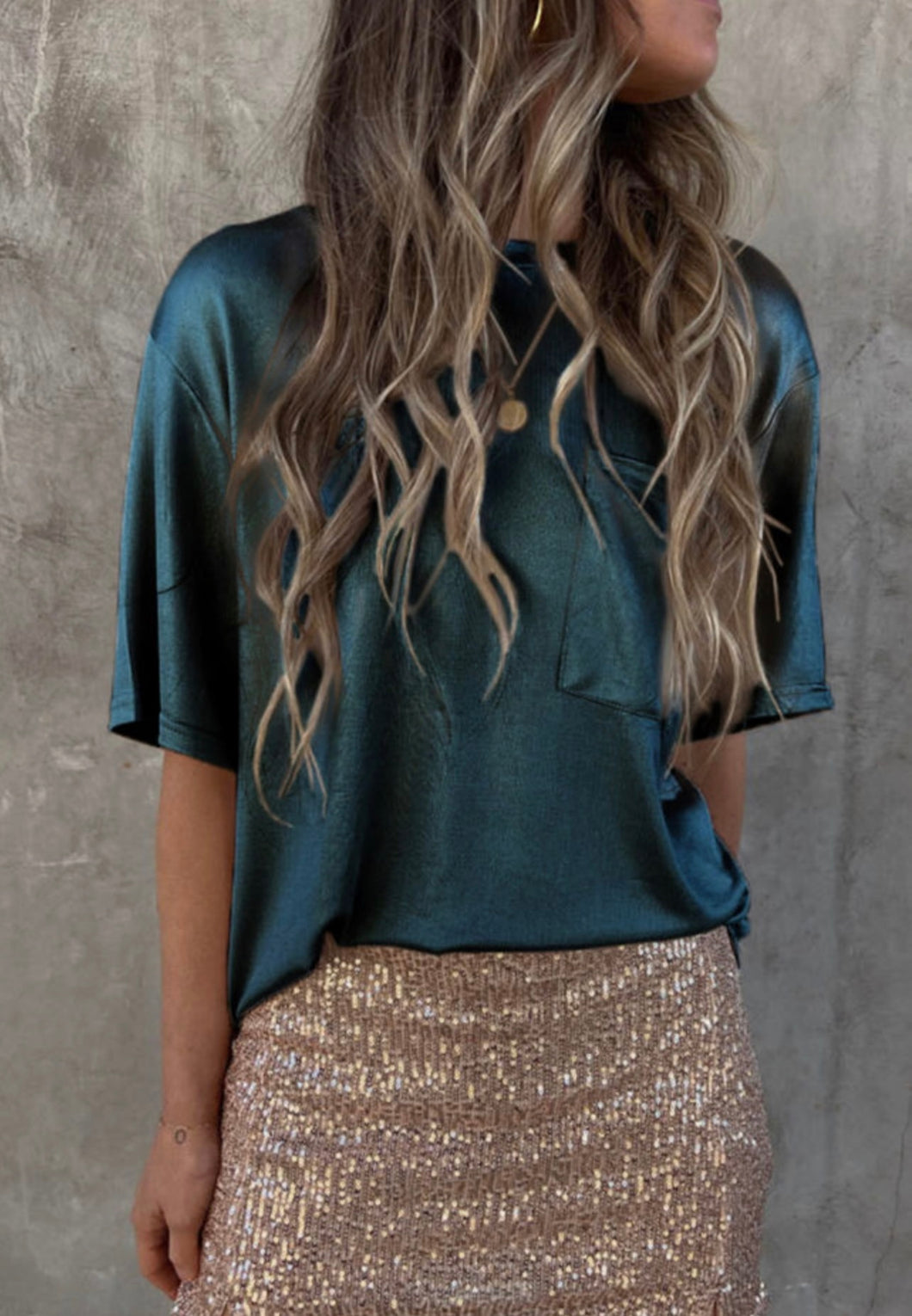 Teal Boyfriend Top