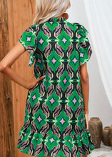 Load image into Gallery viewer, Green Floral Ruffle Dress
