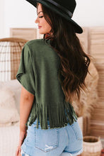 Load image into Gallery viewer, Green Fringe Hem Top
