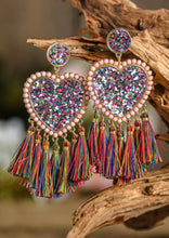 Load image into Gallery viewer, Multicolor Heart Tassle Earrings
