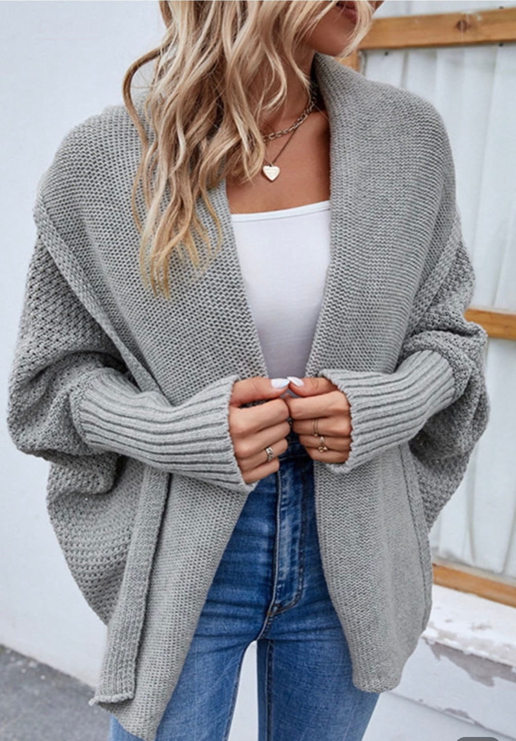 Gray Dolman Sleeve Cardigan