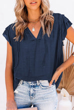 Load image into Gallery viewer, Navy Tiered Ruffle Top
