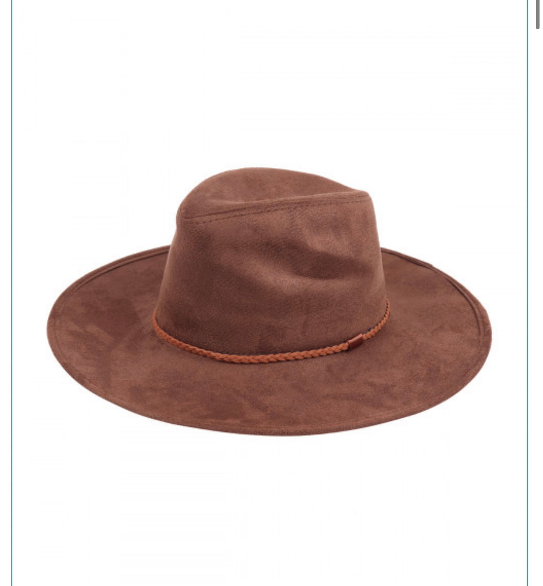 Brown Suede Brim Hat