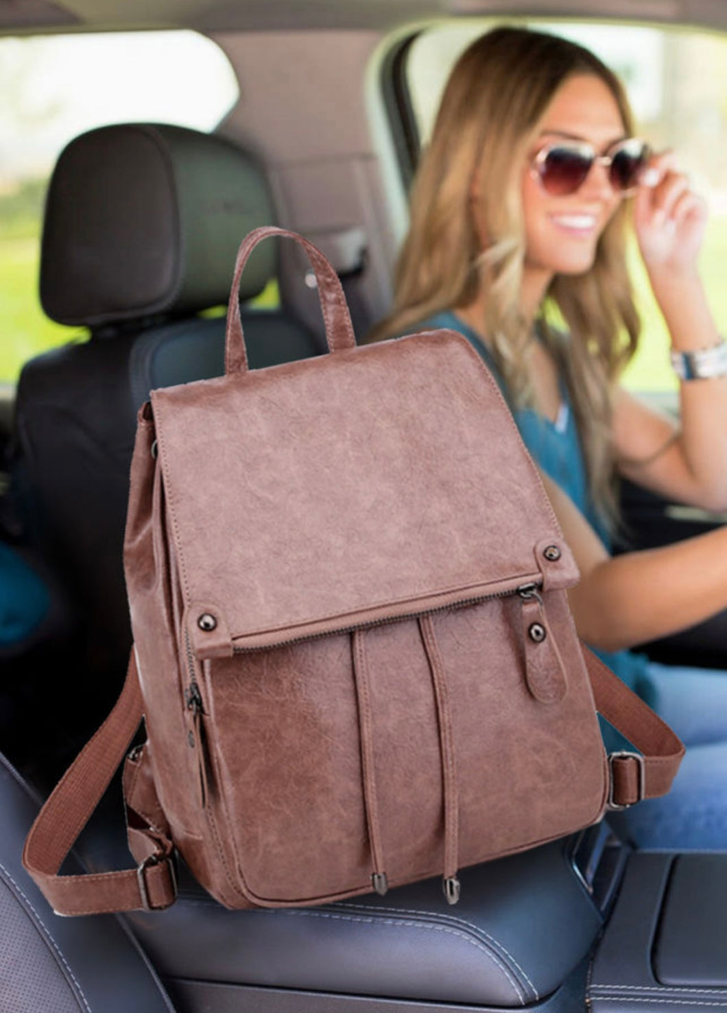 Pink Leather Backpack